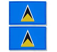 Stidsds 2 Pack Saint Lucia Flag Patch - Military Tactical PVC Hook and Loop Fastener Patches for Clothes, Hat, Backpacks - Pride Decorations