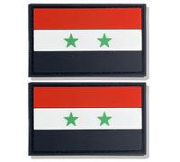 stidsds 2 Pack Syria Flag Patch Syrian Military Tactical Patch Syria Flags PVC Hook and Loop Fastener Patches for Clothes Hat Backpacks Pride Decorations