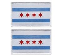 stidsds 2 Pack USA Chicago Flag Patch Chicago City Flags Embroidered Patches US State Flags Military Tactical Hook and Loop Fastener Patch for Clothes Hat Backpacks Pride Decorations