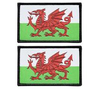 stidsds 2 Pack Welsh Flag Patch Welsh Flags Embroidered Patches Wales Flags Military Tactical Hook and Loop Fastener Patch for Clothes Hat Backpacks Pride Decorations