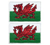 stidsds 2 Pack Welsh Flag Patch Welsh Flags Embroidered Patches Wales Flags Military Tactical Patch for Clothes Hat Backpacks Pride Decorations