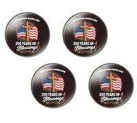 stidsds Blessings America 250 Flag Pin - 250 Anniversary USA Flags Pins Lapel One Nation Under God Flags Round Brooch Pin Men Women Suit & Waving Patriotic Badge Souvenir Decoration(4 Pack)