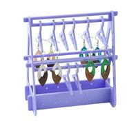 Stiesy 1 Set 2 Layers Earring Holder with 8 Coat Hangers, Jewellry Stand Jewellery Organizer Stand Earring Holder Purple Acrylic Mini Coat Hangers Long Earring Display Rack And Storage