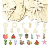 Stiesy 1 Set Beach Theme Unfinished Blank Wooden Slices Pineapple Watermelon Craft Embellishments Unfinished Wooden Cutouts for Card Making Home Decoration