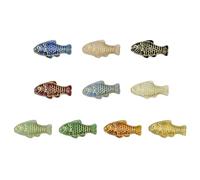 Stiesy 10 Pcs 10 Colors Handmade Lampwork Fish Beads with Golden Metal Enlaced Sea Animal Shape Lampwork Glass Spacer Loose Beads for DIY Jewelry Making Earring Necklace Bracelet Craft Supplies