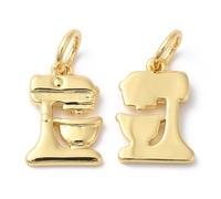 Stiesy 10 Pcs Brass 18K Gold Plated Bread Mixer Charms Pendants with Jump Ring Bakery Chef Dangle Charms Bulk for DIY Jewellery Making Ideal for Earrings and Necklaces Craft Supplies