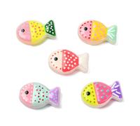 Stiesy 10 Pcs Enamel Coated Fish Lampwork Beads Sea Animal Shapes Handmade Glass DIY Craft Beads for Jewelry Design Bracelet Necklace Making Supplies 1.4mm Hole