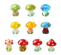 Stiesy 10 Pcs Fantasy Theme 3D Mushroom Lampwork Bead Whimsical Handmade Glass DIY Craaft Beads Supplies for DIY Jewelry Making Keychain Accessories