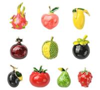 Stiesy 10 Pcs Fruit Enamel Pin Strawberry Mango Apple Brooch Tomato Pear Brooches 3D Fruits Badges Women Cute Lapel Pins for Fashion Clothes Backpacks Caps Prom Decor Presents