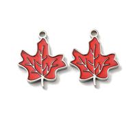Stiesy 10 Pcs Maple Leaf Charms Pendants with Enamel 304 Stainless Steel Red Leaf Craft Charms Bulk for Everyday Boho Necklace DIY Craft