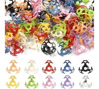 Stiesy 100 Pcs 10 Colors Hollow Acrylic Bead Caps Mixed Color Large Floral with Star Spacer Loose Bead for Jewelry Making Women Adult DIY Crafts