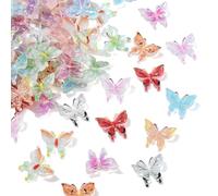 Stiesy 100 Pcs 10 Styles 3D Butterfly Nail Art Charms Mixed Color Resin Glitter Butterflies Nail Charms Beads Flatback No Hole Beads for Women Manicure DIY Jewellry Making Craft