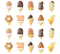 Stiesy 100 Pcs 10 Styles Resin Slime Charms Beads Cute Imitation Food Ice Cream Decorations Flat Back NO Hole beeads for DIY Crafts Phone Case Keychain Accessories