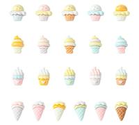 Stiesy 100 Pcs 4 Styles Resin Ice Cream Slime Charms 3D Cute Sweet Food NO Hole Flatback Beads Bulk for Jewelry Making Necklace Phone Case Craft Accessories