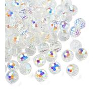 Stiesy 100 Pcs Clear AB Color Faceted Glass Round Beads 10mm Sparkly Spacer Beads Bulk for Wedding Jewelry DIY Crafts