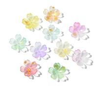 Stiesy 100 Pcs Gradient Jelly Color Flower Bead Caps Plastic 5-Petal Cherry Blossom Bead Caps with Glitter Powder End Bead Caps Multi-Petal Flower Spacer Beads for DIY Jewellry Making