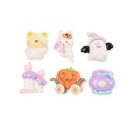 Stiesy 100 Pcs Halloween Series Resin Cabochons Cute Cartoon Ghost Mummy Rabbit Pumpkin Candle Shapes Slime Charms Embellishments for Scrapbook Phone Case Bobby Pins Jewelry Making Craft