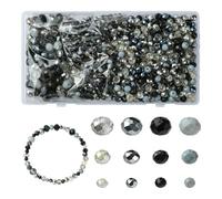 Stiesy 1000pcs/box 3 Styles Black Faceted Transparent Glass Crystal Beads 4mm/6mm/8mm Multi-Sized Rondelle Seed Bead Kit for Jewelry Making Adult Craft Supplies