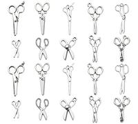 Stiesy 100Pcs 10 Styles Antique Silver Scissor Charms Vintage Sewing Tools Pendant Charm Tibetan Haircut Scissor Charms for Jewellery Making Crafting Bracelet DIY