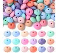 Stiesy 100Pcs 12mm Silicone Abacus Beads Lentil Shaped Silicone Focal Beads Flat Round Soft Rubber Spacer Beads Bulk for DIY Beading Pen Jewellery Making Keychain