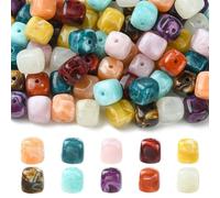 Stiesy 100Pcs Acrylic Imitation Gemstone Beads, Two Tone Mixed Color Cube Shape Loose Spacer Beads Bulk for Jewelry Making, DIY Craft Supplies