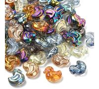 Stiesy 100Pcs Duck Shaped Transparent Electroplated Beads Colorful Animal DIY Craft Beads Spcer Bulk for Keychain Making & Whimsical DIY Jewelry Design