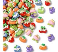 Stiesy 100Pcs Fruits Resin Nail Art Charms Fruit Ice Cream Strawberry Grape Slime Charms Nail Decorations Accessories Flatback Cabochons for DIY Ornament Scrapbooking Jewellery Making Crafts