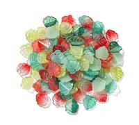 Stiesy 100Pcs Glass Leaf Charms Transparent Glitter Leaf Pendants Charms Colourful Tree Leaf Beads Plant Dangle Charms Bulk for Bracelet Crafts Jewellry Making