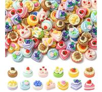 Stiesy 100Pcs Imitation Cake Resin Cabochons Sweet Food Slime Charms Flatback Beads for Scrapbooking, DIY Decoration, Crafts Projects, 2 Styles