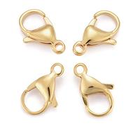 Stiesy 100Pcs Lobster Claw Clasps 24K Gold Plated 15x9x4.5mm 304 Stainless Steel Fastener Hook Clasps for Jewelry Making Necklace Bracelet DIY Craft