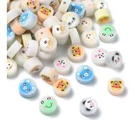 Stiesy 100Pcs Mixed Animal Clay Beads Handmade Polymer Craft Clay Beads Cute Animal Head Spacer Beads Bulk for Jewellery Making DIY Bracelet