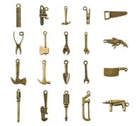 Stiesy 100Pcs Mixed Styles Antique Bronze Tool Charms Vintage Wrench Hammer and Sewing Machine Charm Pendant Bulk for Bracelet Jewellery Making Crafts Necklace Accessories DIY