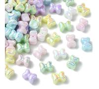 Stiesy 100Pcs Opaque Acrylic Bowknot Beads Cute Spacer Loose Beads Randomly Mixed Color DIY Craft Beads Bulk for Necklace Bracelet Earring Cell Phone Straps Jewellry Accessories