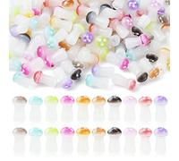 Stiesy 100Pcs Random Colour Mushroom Glass Beads Mini Mushroom Opaque Spacer Beads for DIY Jewelry Making Crafts Bracelets