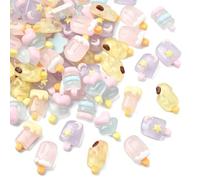 Stiesy 100pcs Resin Ice Cream Cabochons, Mini Ice Lolly Slime Charm, Summer Dessert Theme Flatback Charms for Women Nails DIY Phone Case Hair Decor Art Craft Accessories