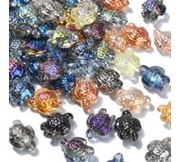 Stiesy 100Pcs Turtle Beads Sea Tortoise Electroplate Glass Bead Marine Animals Spacer Beads for Jewellery Making Bracelet Necklace Crafting Earring DIY