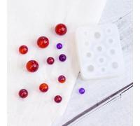 Stiesy 10Pcs Ball Bead Silicone Mould, Round Beads Casting Molds with Hole, Sphere Resin Mold for Jewelry Making DIY Earrings Necklaces Craft Decoration Supplies