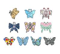 Stiesy 10Pcs Butterfly Enamel Pins Zebra Print Autism Butterfly with Leaf Patern Brooch Cute Animal Insect Lapel Pin Badges Funny Novelty Brooches for Backpack Bags Clothes Hats Cap Fits Women Men
