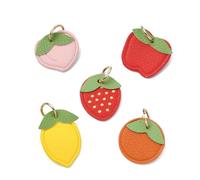 Stiesy 10Pcs Fruit Keychain Charms Leather Pendants Strawberry Lemon Apple Peach Orange Bag Charm Fruits Leather Keychain Bags Accessories for Women Purse Handbags Bag Car Decor