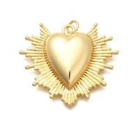 Stiesy 10Pcs Large Statement Heart Charms, Real 18K Gold Plated Brass Charms with Jump rings, Bold Love Heart Pendants for DIY Necklace Making, Valentine Present