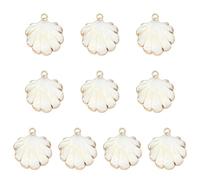 Stiesy 10Pcs Natural Shell Charms Bulk Electroplated Natural Tiny Seashell Charm White Cowrie Seashells Ocean Pendants for Jewellery Making Crafts DIY Bracelets Necklace Earring