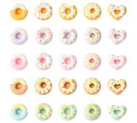 Stiesy 125 Pcs 5 Styles Resin Imitation Food Doughnut Slime Charms Beads NO Hole Flat Back Beads Bulk for Jewelry Making Necklace Phone Case Craft Accessories