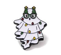 Stiesy 12Pcs Cute Ghost Enamel Pin Christmas Tree Shape Ghost Brooches Lapel Pins Halloween Spooky Badges Funny Novelty Brooch Pin for Hats Clothes Bags Crafting Jewellery Fits Women Men Boys Girls