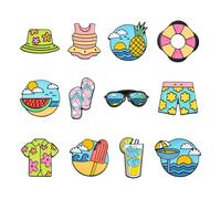 Stiesy 12Pcs Summer Enamel Pins Sea Beach Brooch Swimming Swimwear Ice Cream Lapel Pin Badges Travel Funny Novelty Brooches for Backpack Bags Clothes Hats Cap DIY Crafts Fits Women Men
