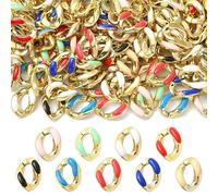 Stiesy 135Pcs 9 Colors Acrylic Linking Rings UV Plating Golden Quick Link Connectors Twisted Oval Ring Acrylic Open Linking Chain for DIY Purse Eyeglass Pocket Chain Lanyard Phone Strap