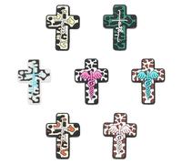 Stiesy 14 Pcs 7 Styles Silicone Cross Focal Beads Jesus Faith Cross Shaped with Wings Silicone Beads for DIY Bracelets Necklace Jewelry Making Keychain Pen Lanyard Festival Accessories