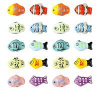 Stiesy 16 Pcs 8 Colors Colorful Tropical Fish Beads Handmade Printed Porcelain Spacer Beads with 2mm Hole DIY Craft Beads Accessories for Jewelry Making Necklace Bracelet Earring