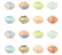 Stiesy 16 Pcs 8 Colors Two Tone Transparent Acrylic Hand Drawn Cloud Beads with Glitter Powder Enamel Acrylic Spacer Loose Beads Bulk for Earring Necklace Bracelet DIY Crafts Jewelry Making