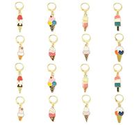 Stiesy 16 Pcs 8 Styles Ice Cream Locking Stitch Marker Cute Stitch Markers Cute Alloy Enamel Ice Cream Cone Stitch Markers Charms for Knitting Weaving Sewing DIY Earring Accessories Jewelry Making