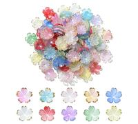 Stiesy 160Pcs 8 Colors Flower Bead Caps Acrylic Cherry Blossom Bead End Caps Floral Spacer Beads for DIY Crafts Bracelet Jewelry Making Accessories